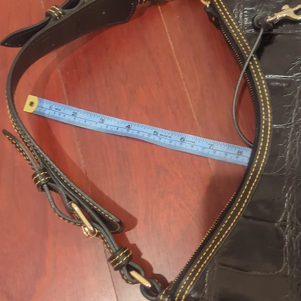 Dooney & Bourke Black Croc-Embossed Hobo Bag With Gold Hardware Like New